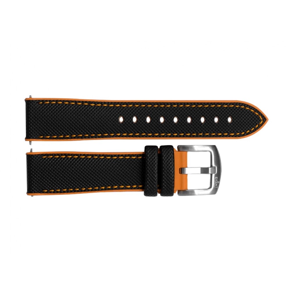 Black/Orange Sailcloth Rubber Strap