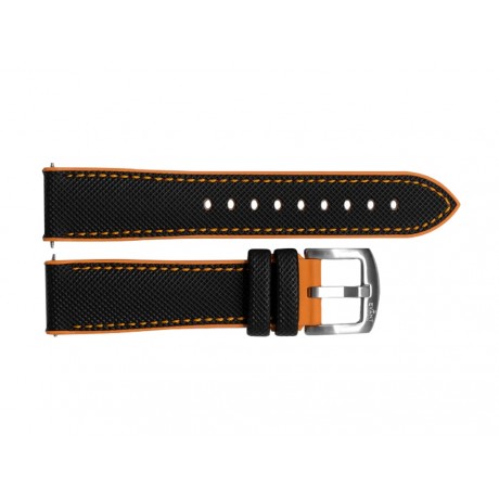 Black/Orange Sailcloth Rubber Strap